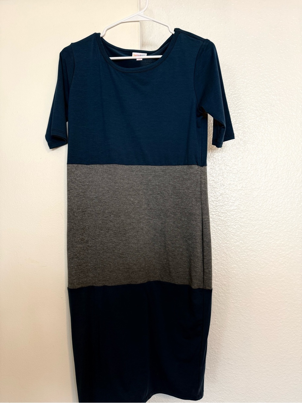 Women's Colorblock Short Sleeve Dress - Navy & Gray